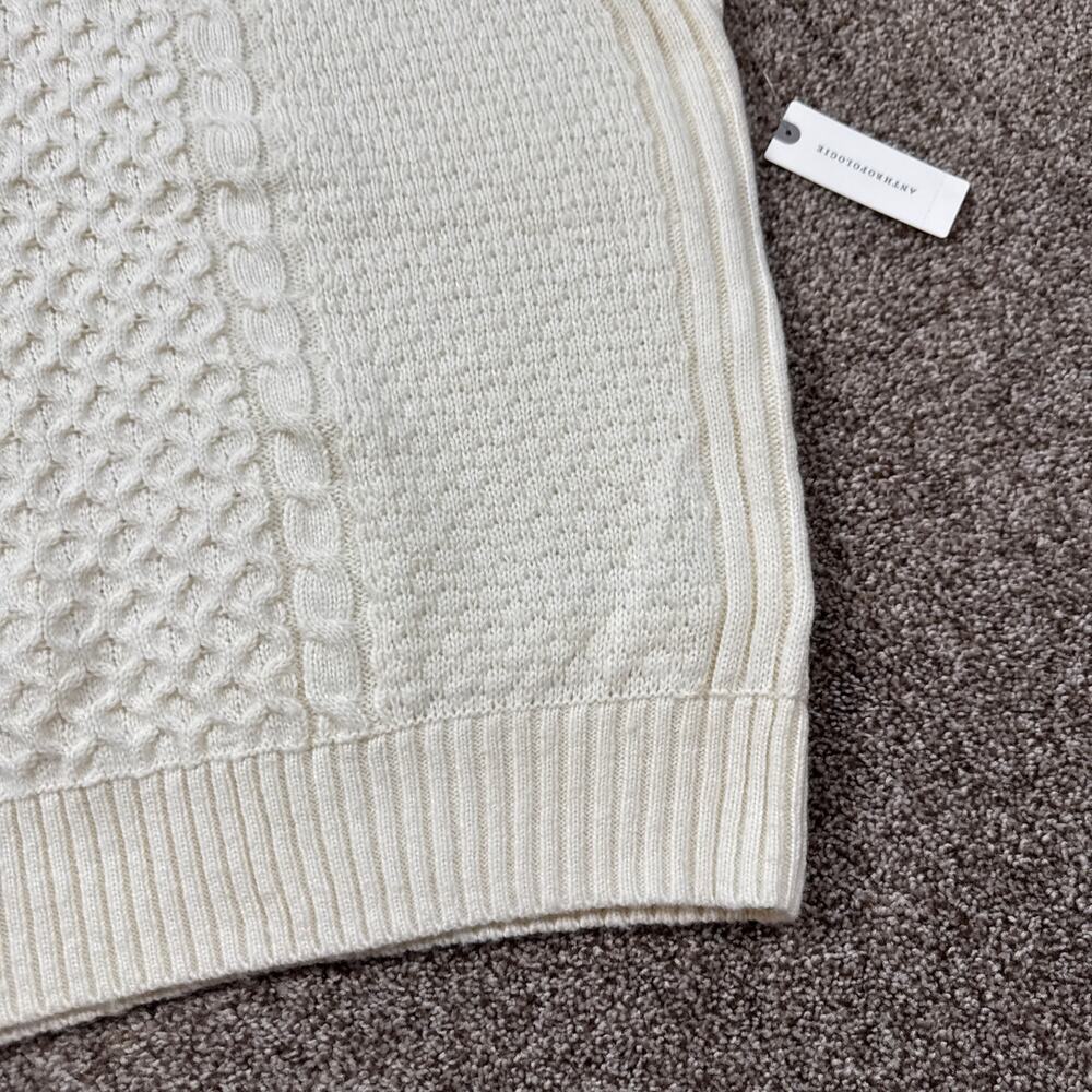 Maeve Cable-Knit Wool Blend Sweater Vest Oversized NWT Small Mock Neck Ivory - Picture 4 of 14
